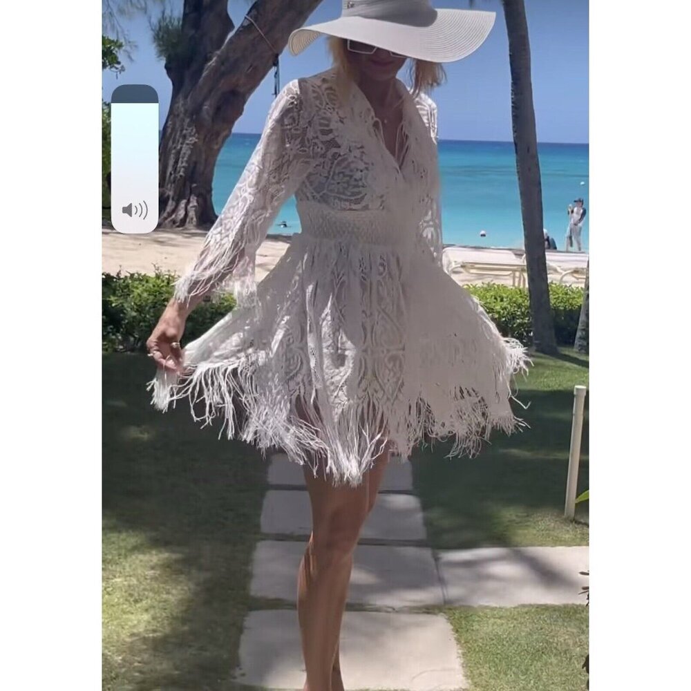 Antica Sartoria 2024 White Short Fringe Lace Dress 🤍🤍 - Picture 2 of 5